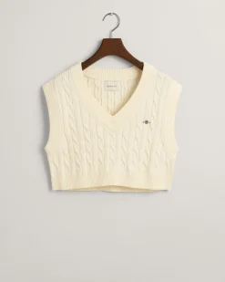 Cropped Cable Knit Vest