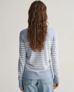 Fine Knit Striped Crew Neck Sweater