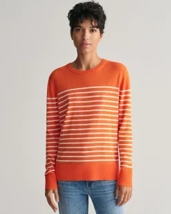 Fine Knit Striped Crew Neck Sweater