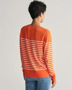 Fine Knit Striped Crew Neck Sweater