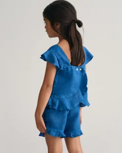 Girls Frilly Linen Top