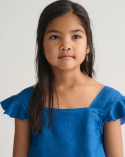 Girls Frilly Linen Top