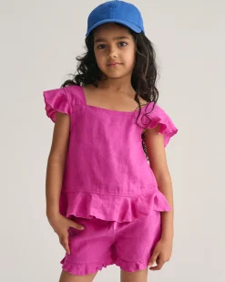 Girls Frilly Linen Top