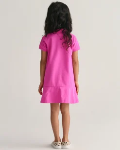 Girls Short Sleeve Piqué Flounce Dress