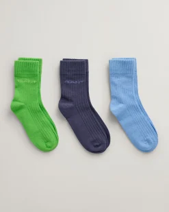 Kids 3-Pack Tonal Logo Ribbed Socks