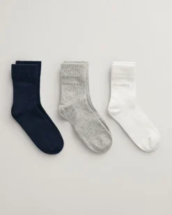 Kids 3-Pack Tonal Logo Ribbed Socks