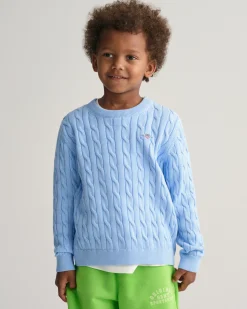 Kids Shield Cotton Cable Knit Crew Neck Sweater