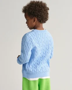 Kids Shield Cotton Cable Knit Crew Neck Sweater