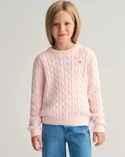 Kids Shield Cotton Cable Knit Crew Neck Sweater