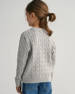 Kids Shield Cotton Cable Knit Crew Neck Sweater