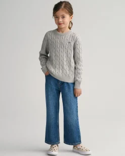 Kids Shield Cotton Cable Knit Crew Neck Sweater