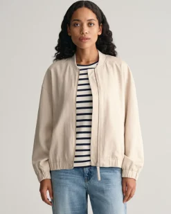 Linen Blend Bomber Jacket