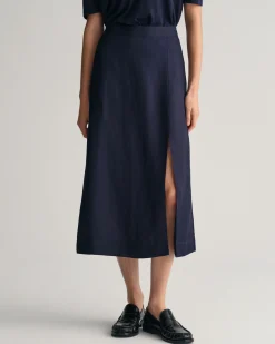 Linen Blend Midi Skirt