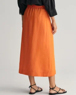 Linen Blend Midi Skirt