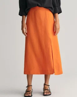 Linen Blend Midi Skirt