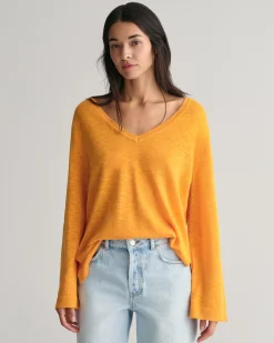 Linen Blend V-Neck Sweater