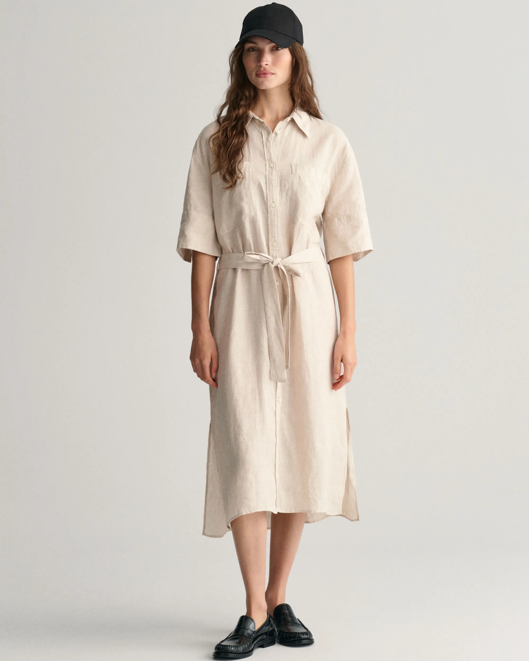 Linen Short Sleeve Shirt Dress