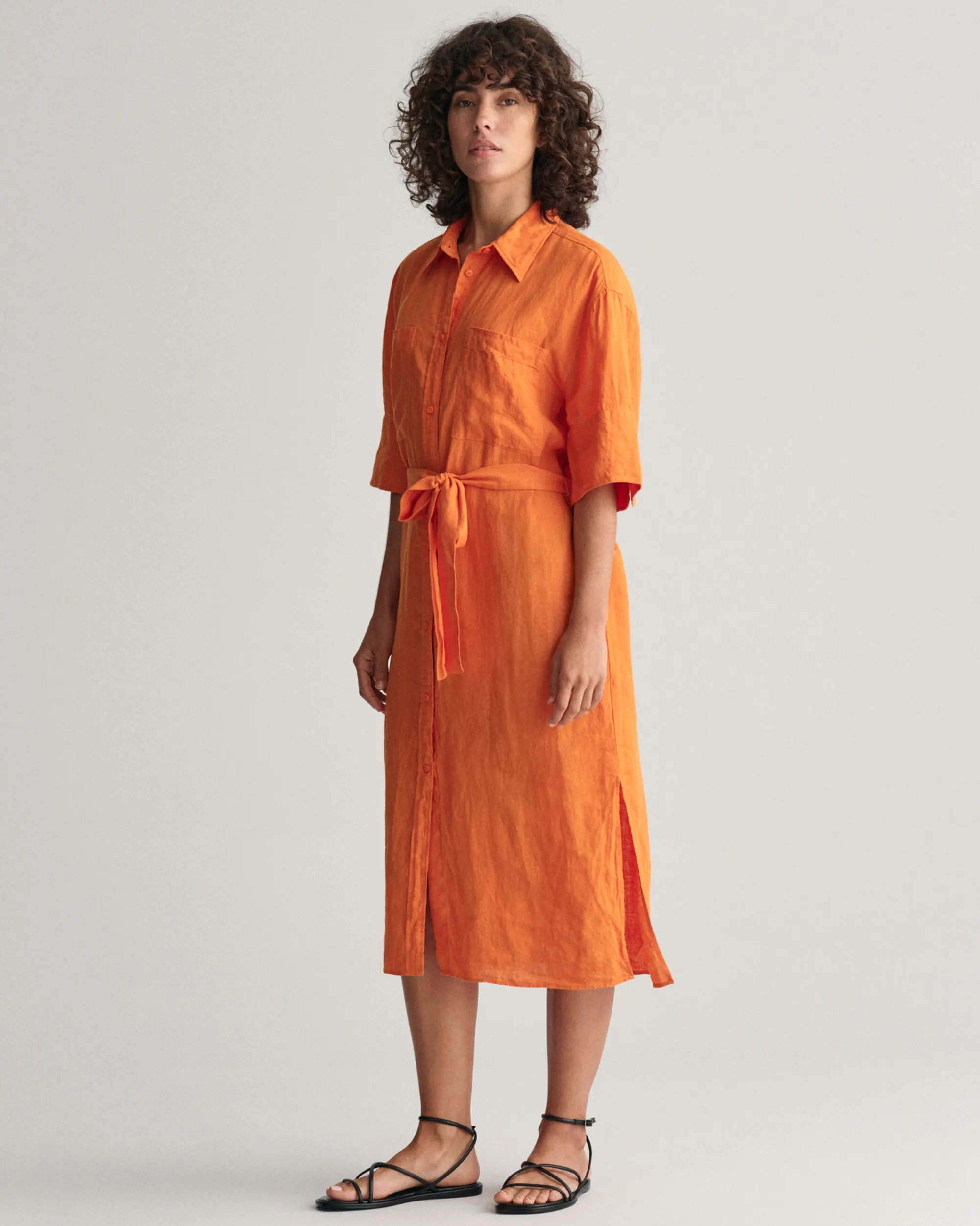 Linen Short Sleeve Shirt Dress