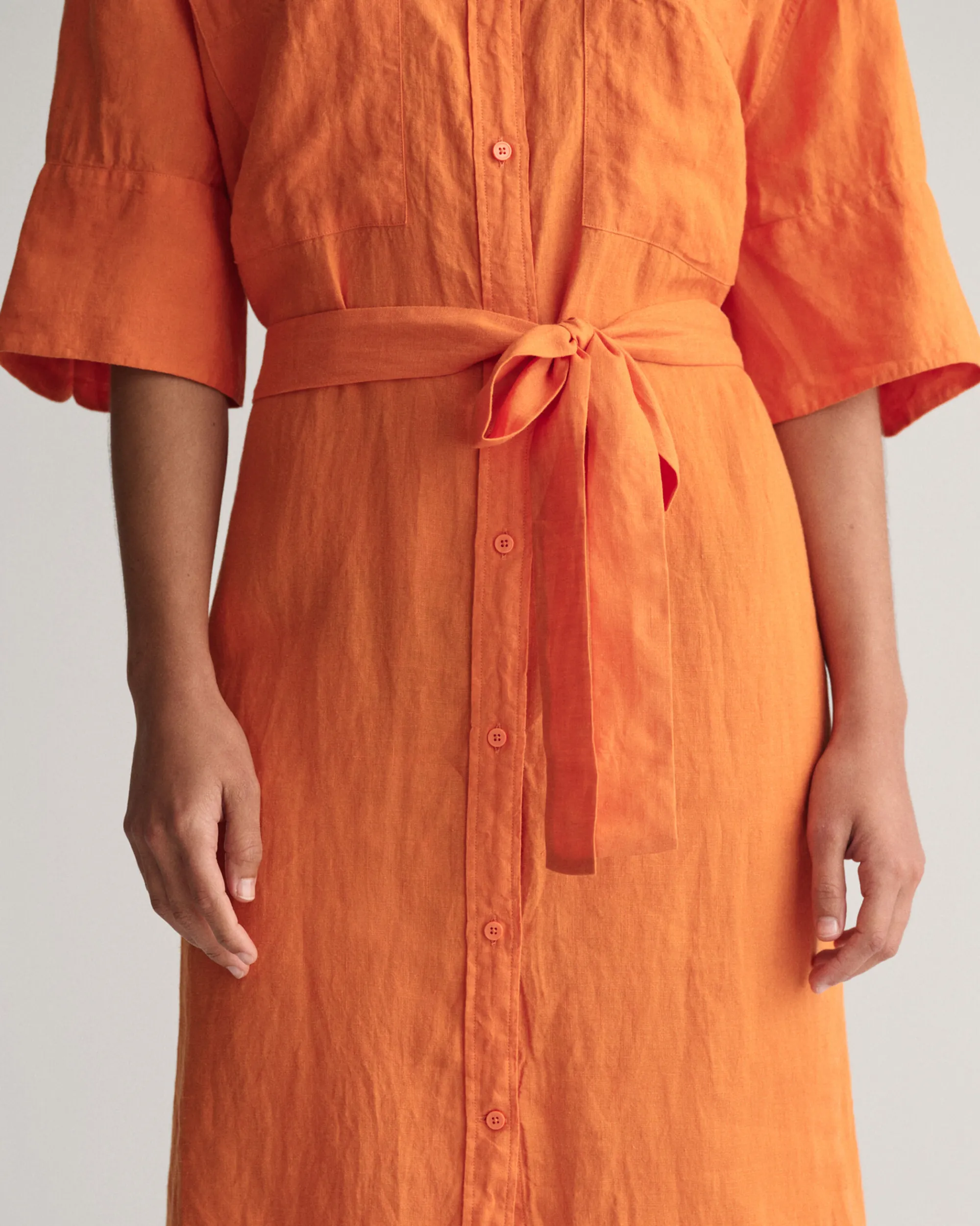 Linen Short Sleeve Shirt Dress