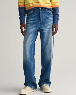 Loose Fit Vintage Wash Jeans