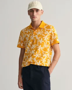 Palm Lei Print Piqué Polo Shirt