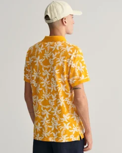 Palm Lei Print Piqué Polo Shirt