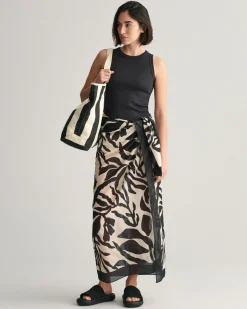 Palm Print Cotton Silk Sarong