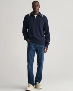 Plain Cotton Half-Zip Sweater