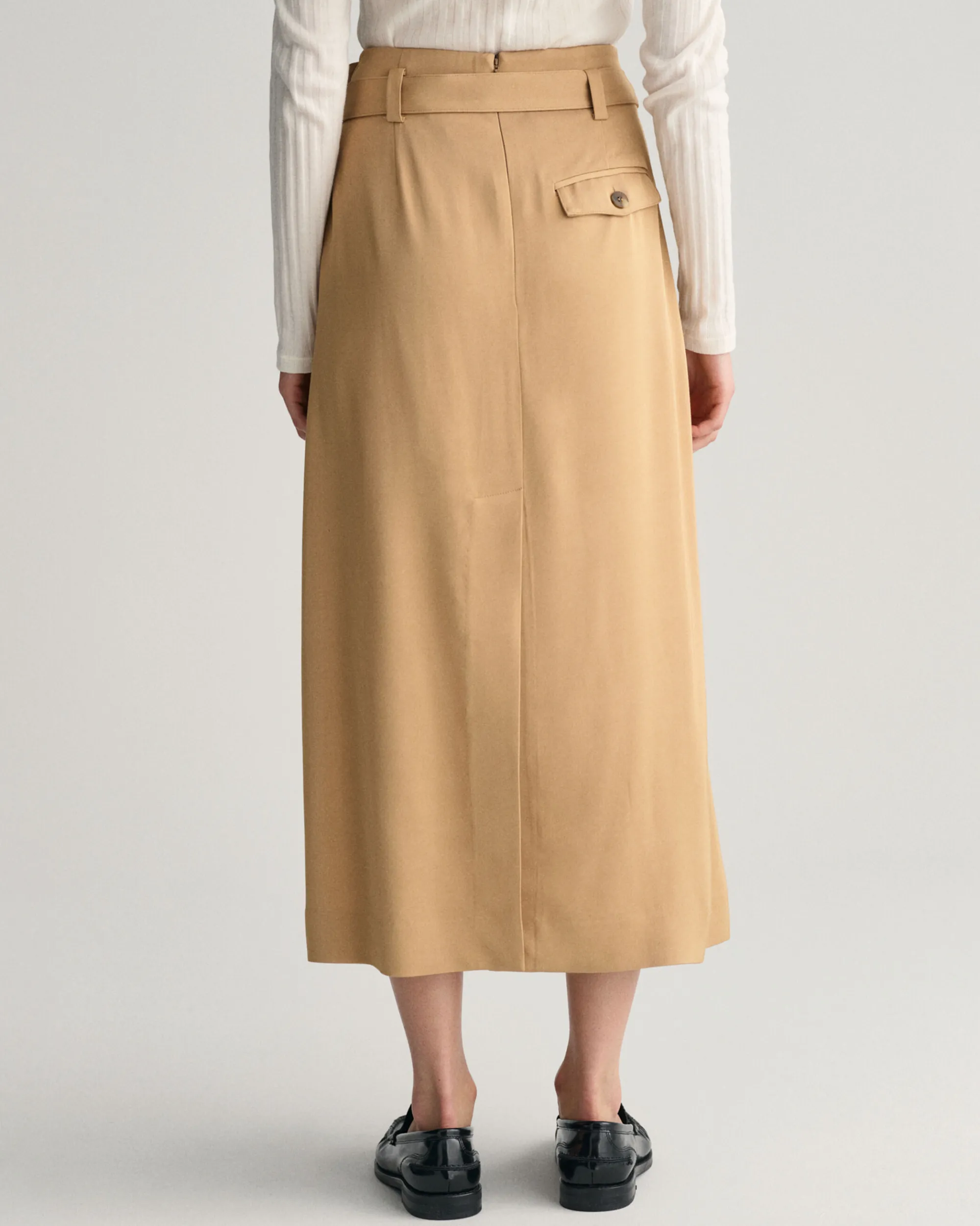 Pleated Chino Wrap Skirt