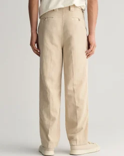 Pleated Cotton Linen Chinos