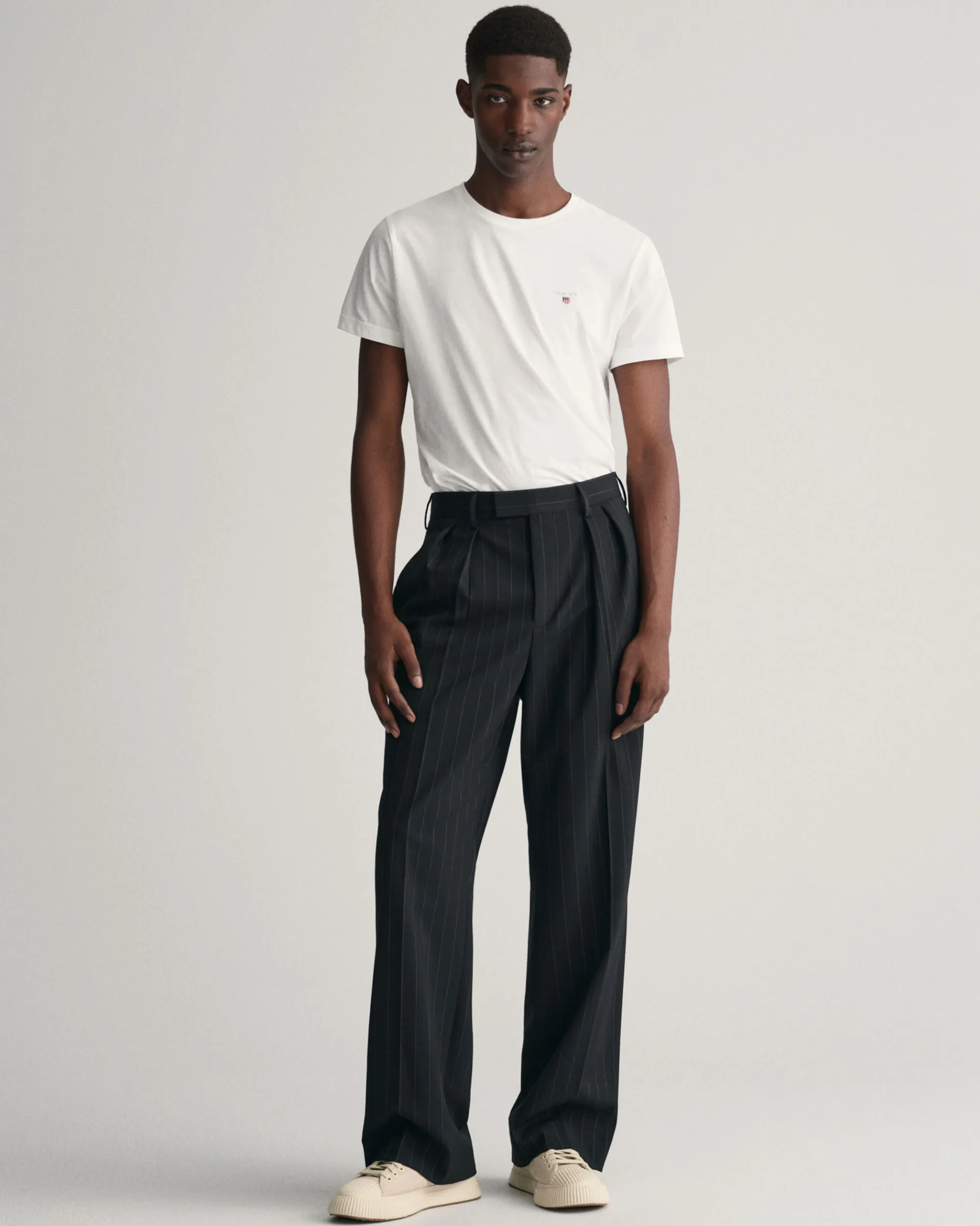 Pleated Pinstripe Suit Pants