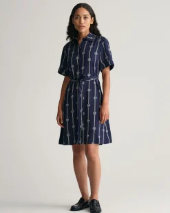 Printed Short Sleeve Shirt Dress