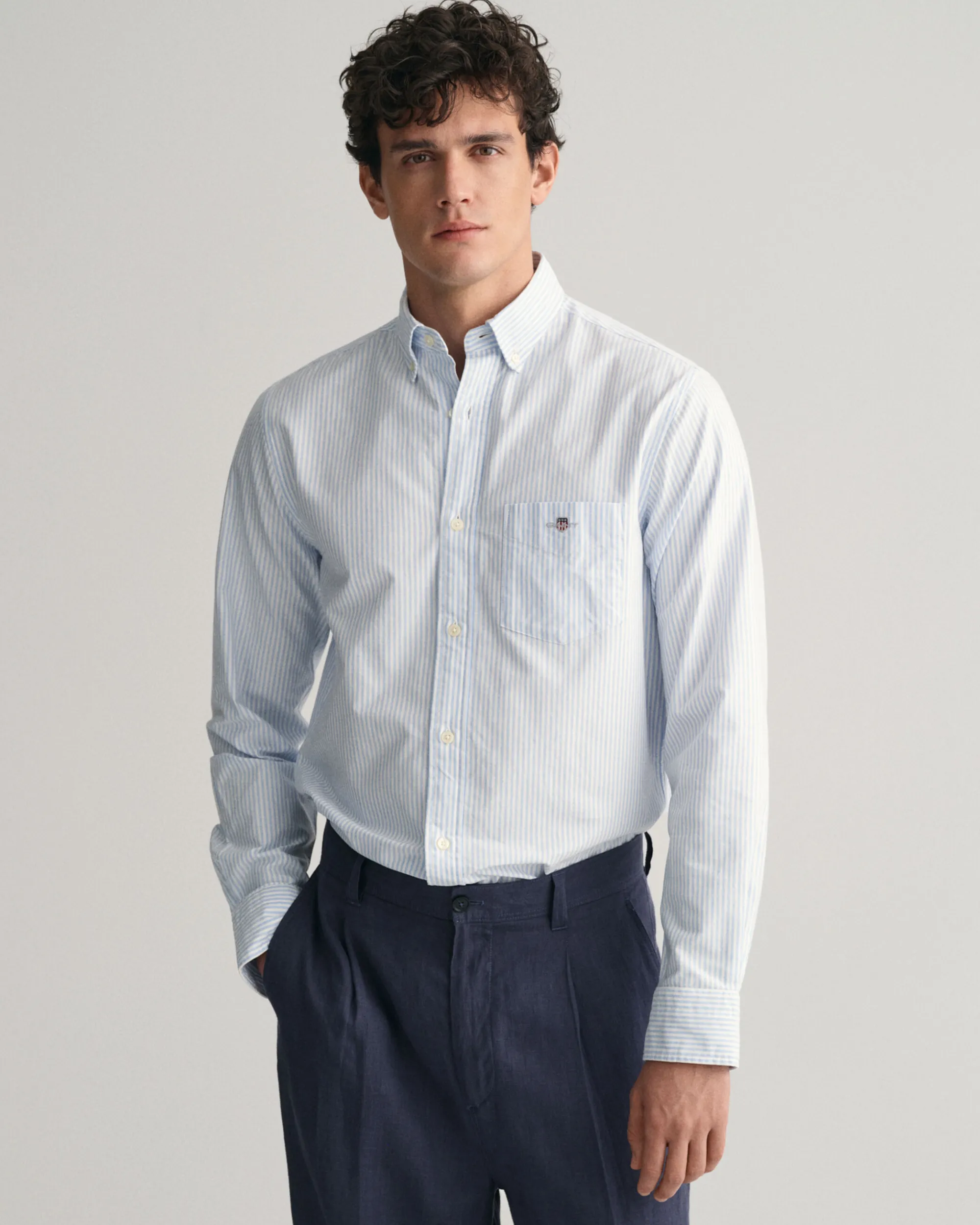 Regular Fit Banker Stripe Oxford Shirt