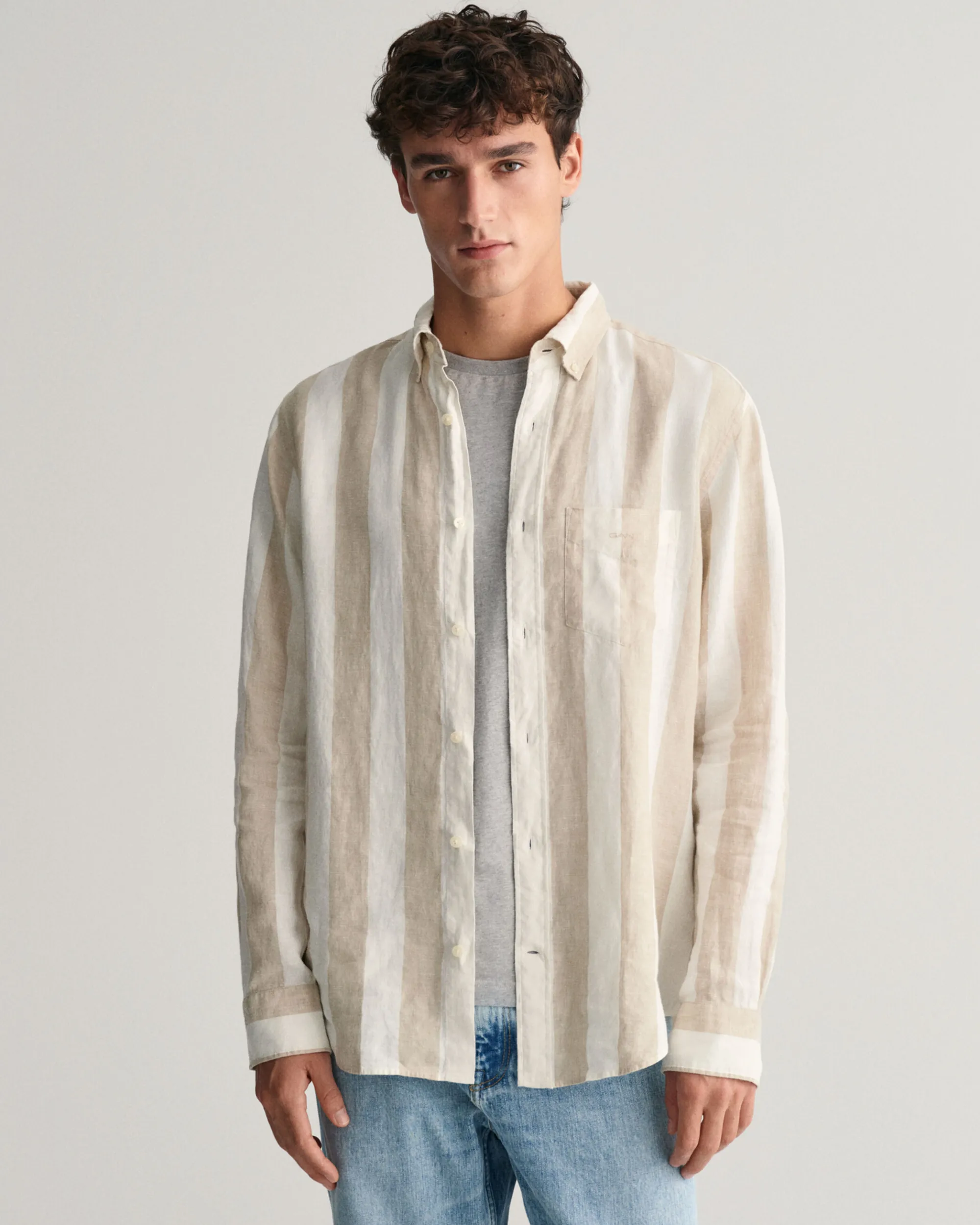 Regular Fit Bold Striped Linen Shirt