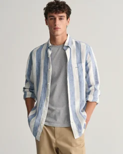 Regular Fit Bold Striped Linen Shirt