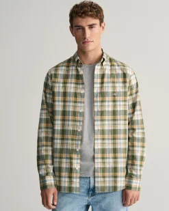 Regular Fit Checked Cotton Linen Shirt