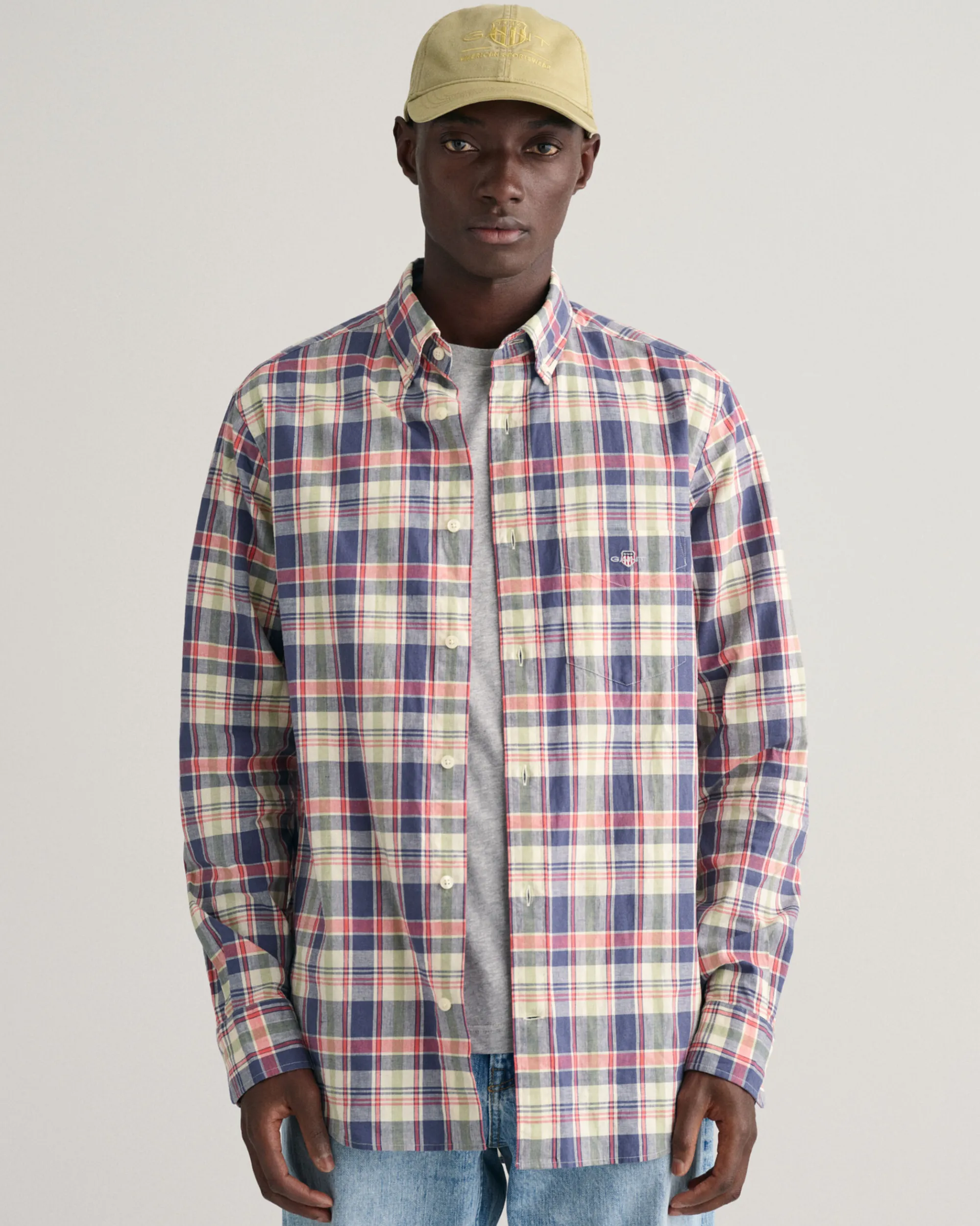 Regular Fit Checked Cotton Linen Shirt