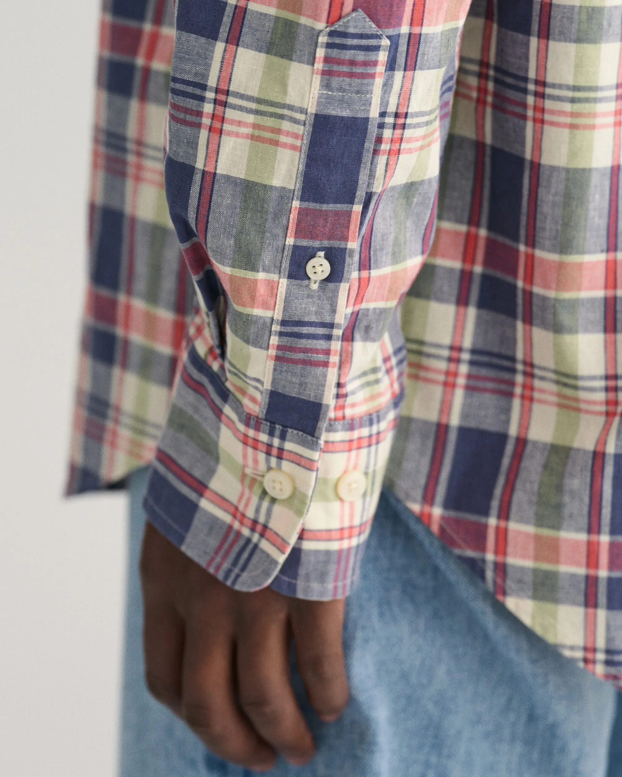 Regular Fit Checked Cotton Linen Shirt