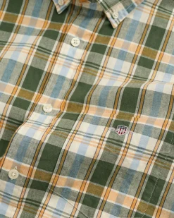 Regular Fit Checked Cotton Linen Short Sleeve Shirt