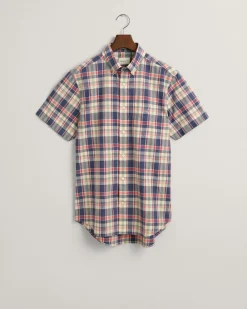 Regular Fit Checked Cotton Linen Short Sleeve Shirt