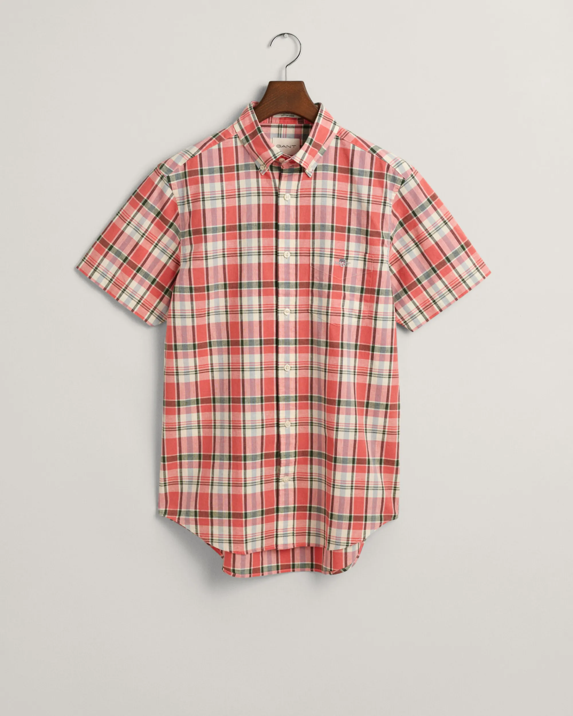 Regular Fit Checked Cotton Linen Short Sleeve Shirt