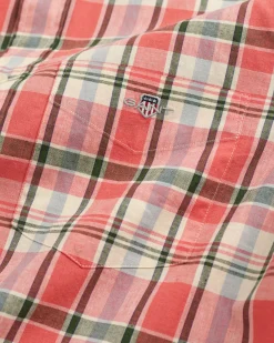 Regular Fit Checked Cotton Linen Short Sleeve Shirt