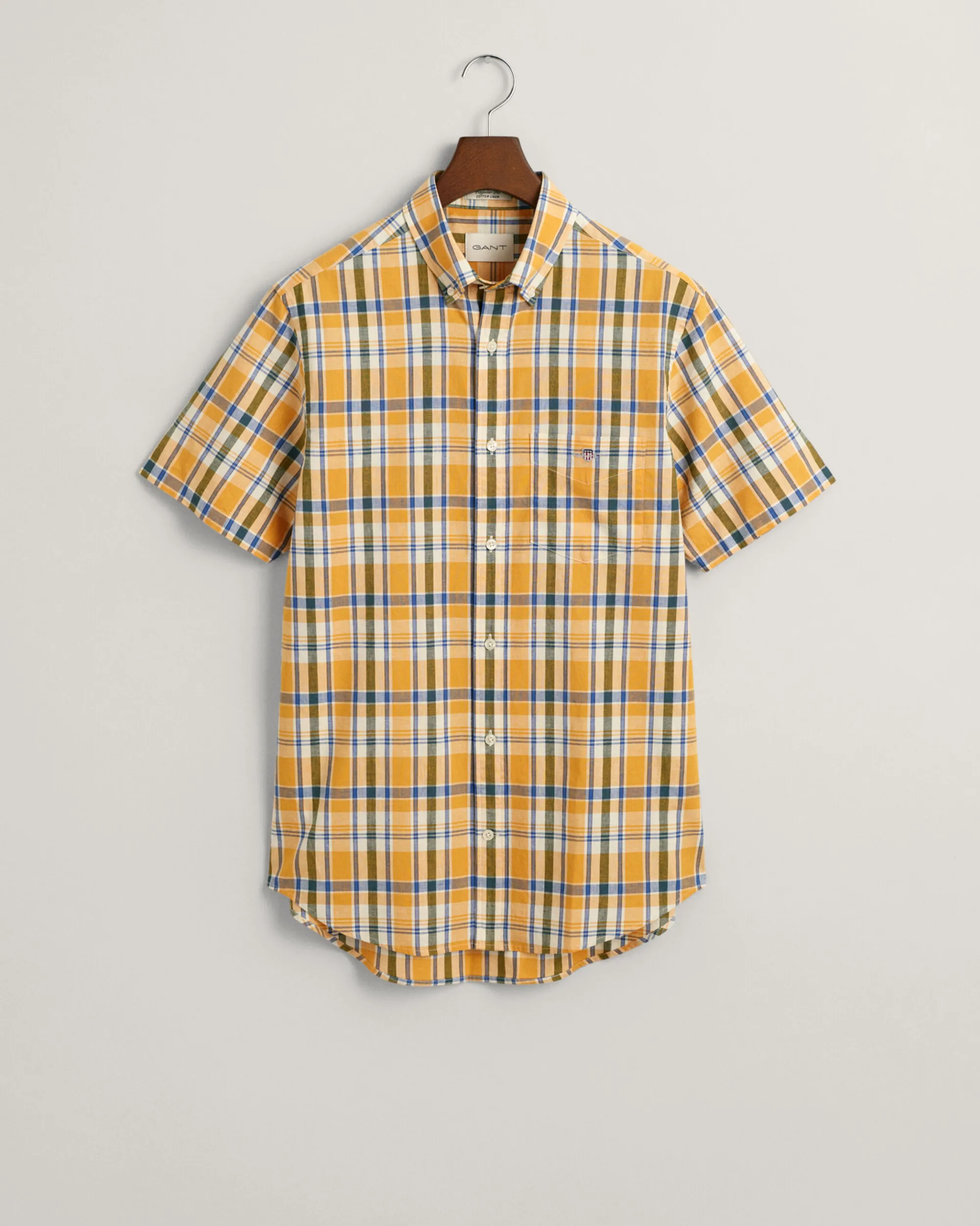 Regular Fit Checked Cotton Linen Short Sleeve Shirt