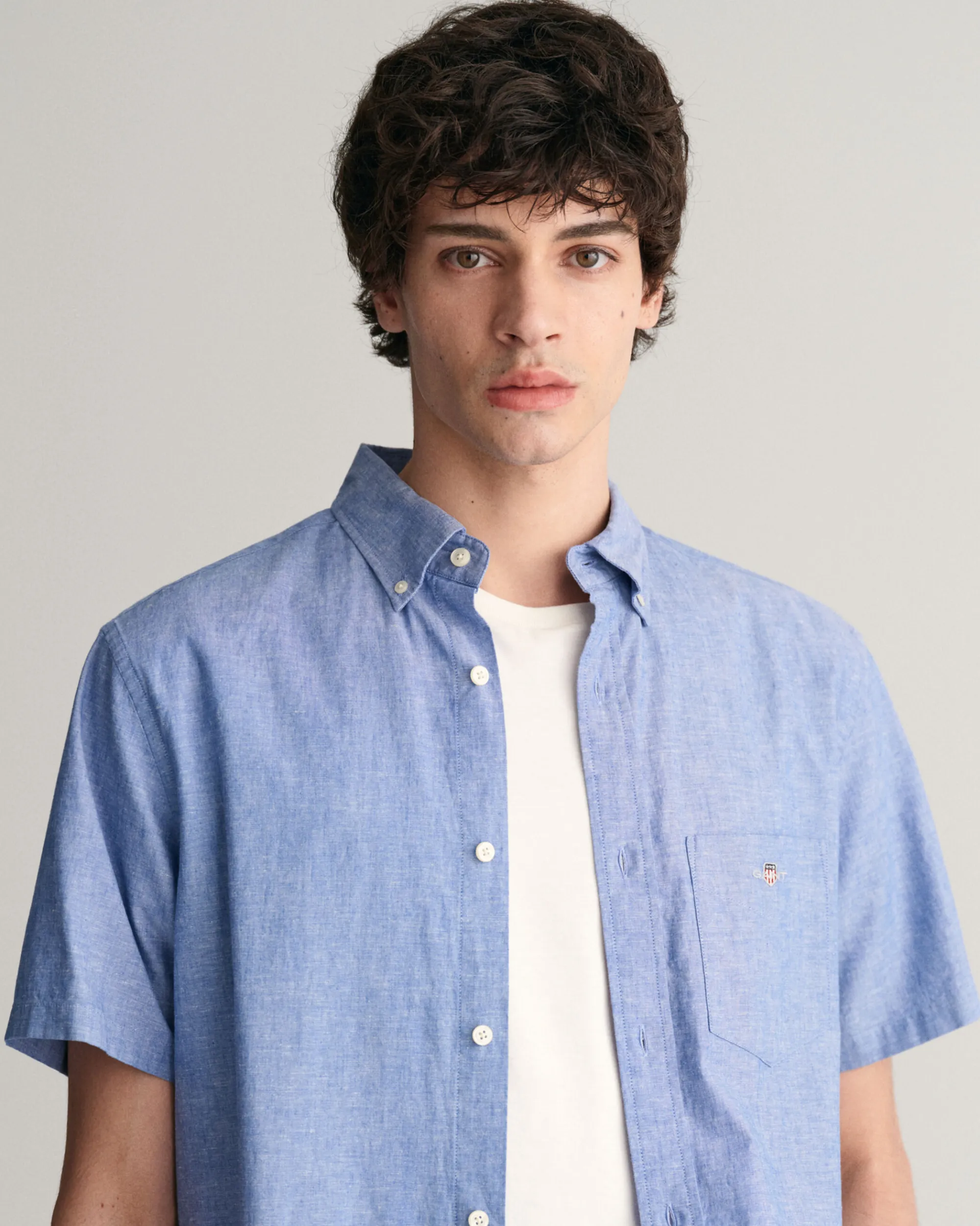 Regular Fit Cotton Linen Short Sleeve Shirt