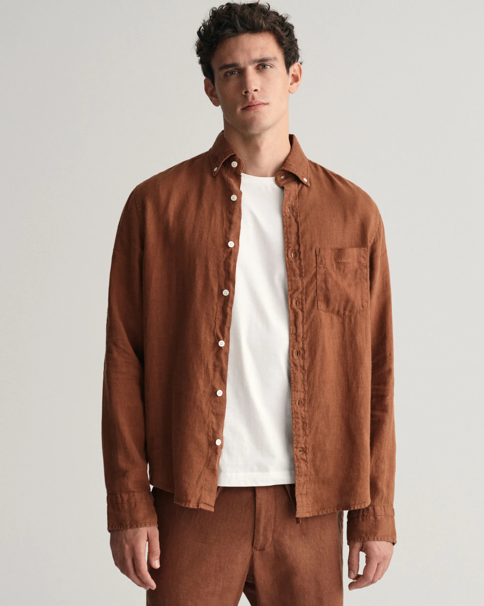 Regular Fit Garment-Dyed Linen Shirt