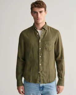 Regular Fit Garment-Dyed Linen Shirt