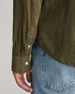 Regular Fit Garment-Dyed Linen Shirt