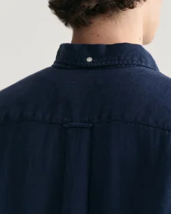 Regular Fit Garment-Dyed Linen Short Sleeve Shirt