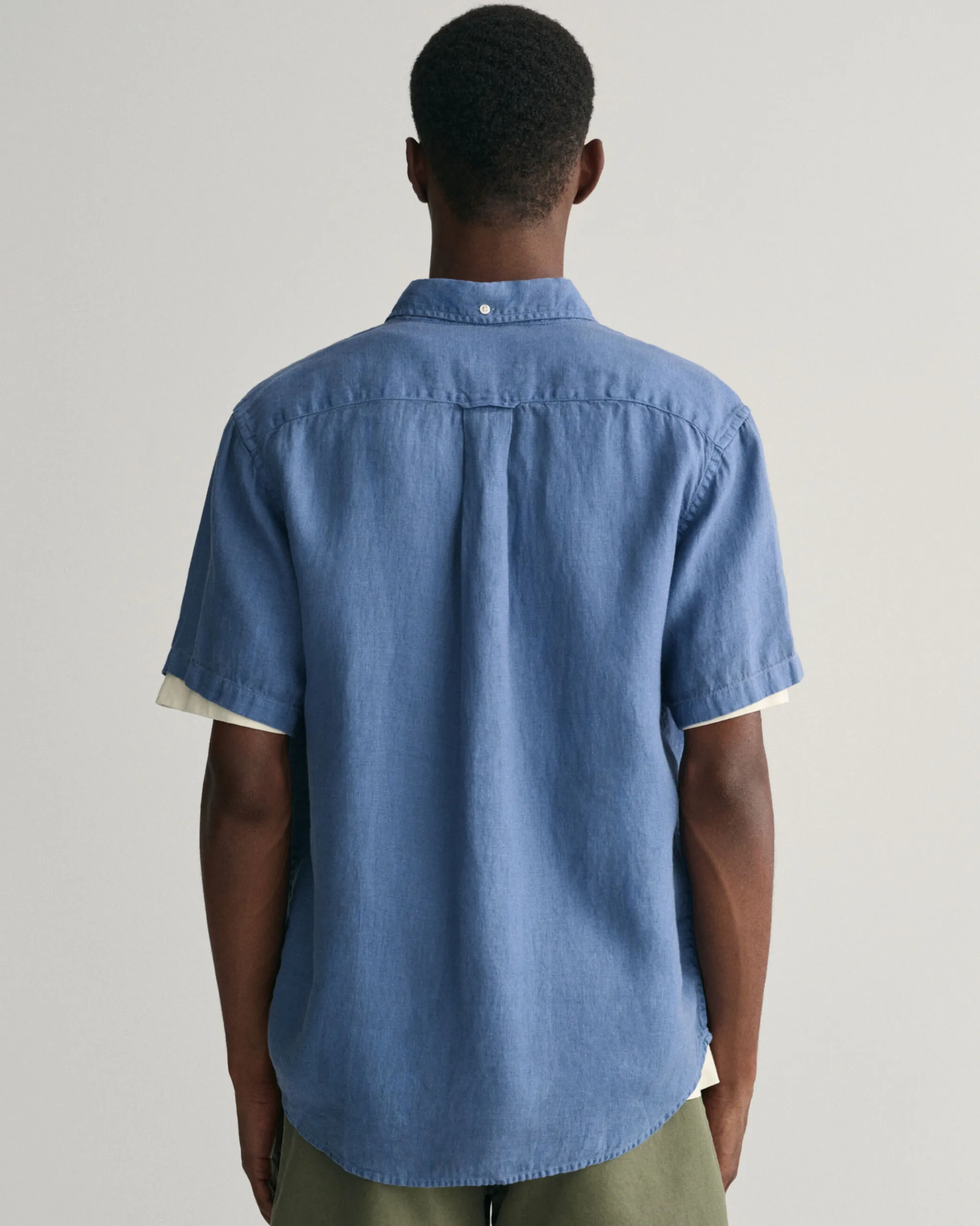 Regular Fit Garment-Dyed Linen Short Sleeve Shirt