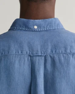 Regular Fit Garment-Dyed Linen Short Sleeve Shirt